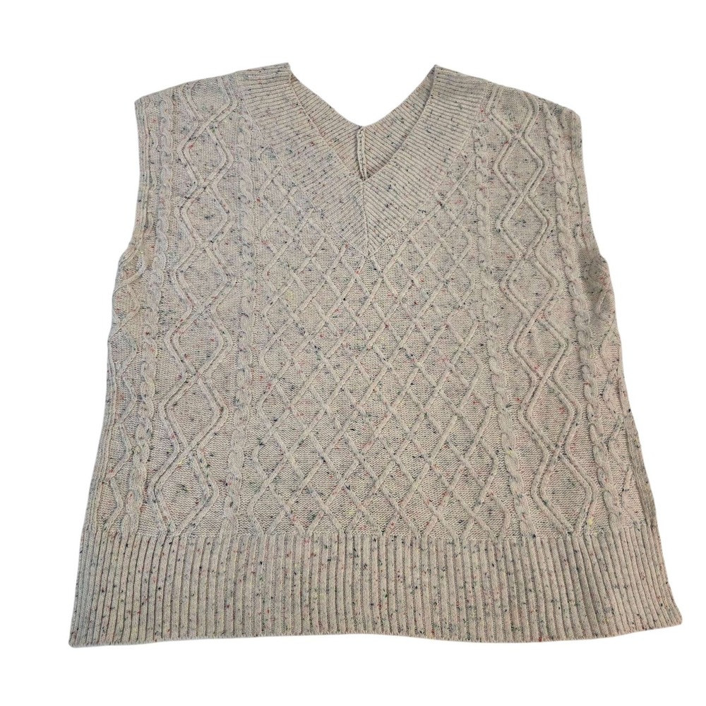 LE LIS Collection Cable‎ Knit V-Neck Sweater Vest Small Speckled Multicolora